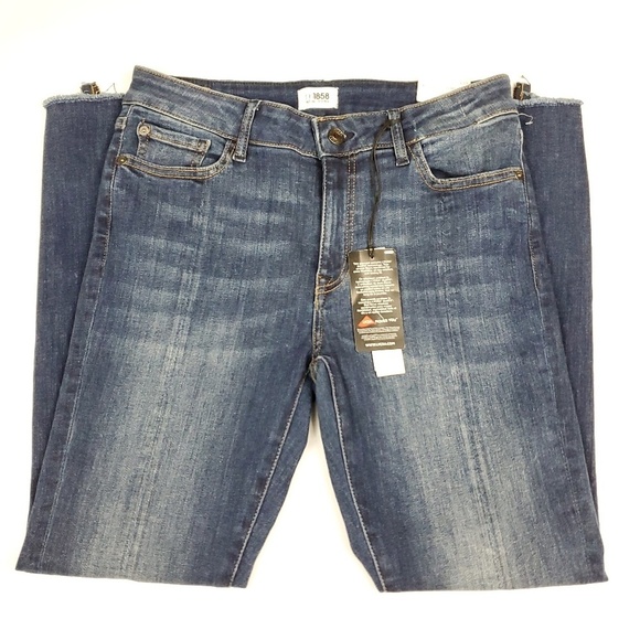 NWOT m1858 Kristen Skinny Ankle Womens Jeans 8 Vented Hem Stretch Denim Blue - Picture 1 of 6